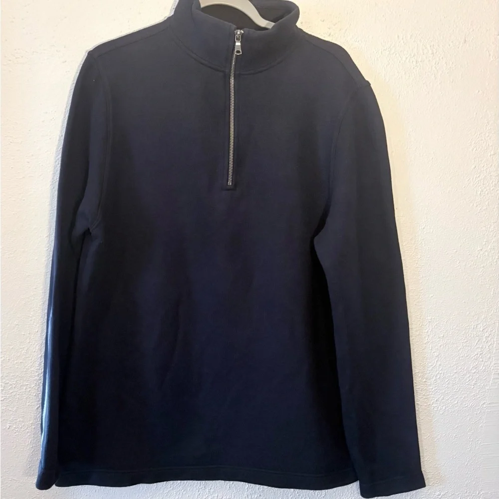 Banana Republic 1/4 Zip Up Pullover Cotton Blend Sweater Navy Blue Men’s Size L - Picture 1 of 4